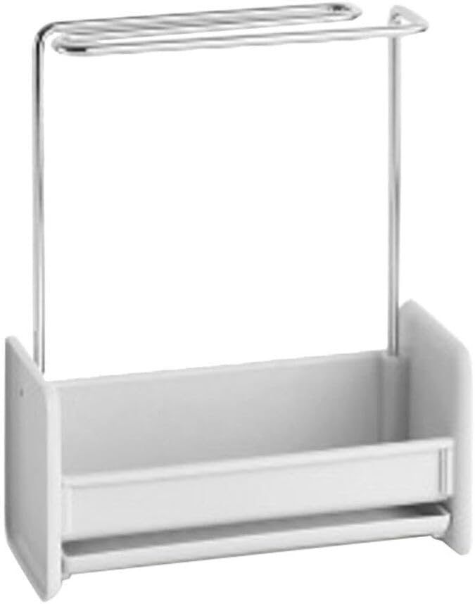 Stainless Steel Kitchen Towel Rack Holder Medium White Detachable Sponge Shelf